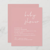 Eenvoudige roze roze, moderne uitnodiging tot Baby (Voorkant / Achterkant)
