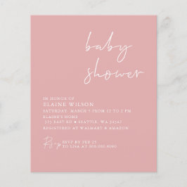 Eenvoudige roze roze, moderne uitnodiging tot Baby