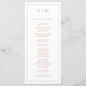 Eenvoudige Roze Roze Monogram Elegante Trouw Programmakaart (Achterkant)
