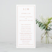 Eenvoudige Roze Roze Monogram Elegante Trouw Programmakaart (Staand voorkant)