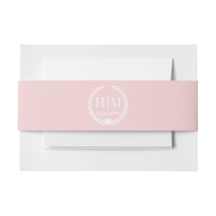 Eenvoudige Roze Roze Monogram Uitnodiging Uitnodigingen Wikkel