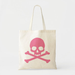Eenvoudige roze schedel en kruisbeenderen tote bag