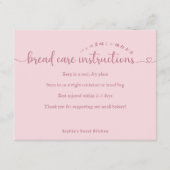 Eenvoudige Roze Script Brood Verzorgingsinstructie Bedankkaart (Voorkant)