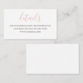 Eenvoudige roze script details. Moderne trouwwebsi Informatiekaartje (Voorkant / Achterkant)