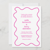 Eenvoudige Roze Squiggle Lijst Moderne bruiloft Kaart (Voorkant)