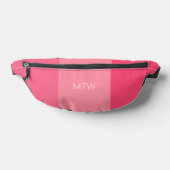 Eenvoudige Roze Strepen en Witte Monogram Beginlet Heuptasje (Liggend)