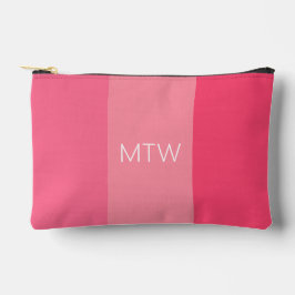 Eenvoudige Roze Strepen Witte Initialen Monogram Etui