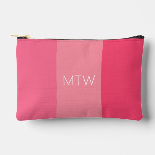 Eenvoudige Roze Strepen Witte Initialen Monogram Etui (Voorkant)