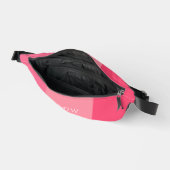 Eenvoudige Roze Strepen Witte Naam Heuptasje (Open)