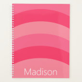 Eenvoudige Roze Strepen Witte Naam Planner (Voorkant)