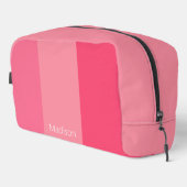 Eenvoudige Roze Strepen Witte Naam Toilettasje (Rechterhoek)