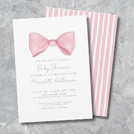 Eenvoudige Roze Strik Baby Shower Kaart
