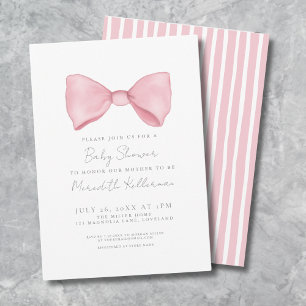 Eenvoudige Roze Strik Baby Shower Kaart