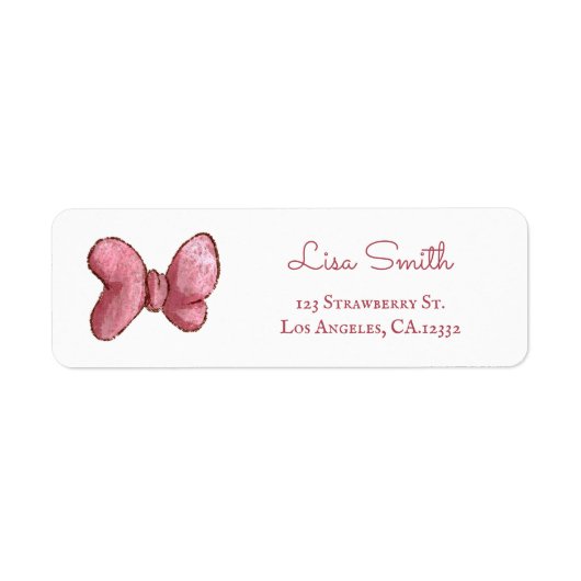 Eenvoudige Roze Strik Retouradres Etiket (Voorkant)