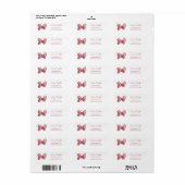 Eenvoudige Roze Strik Retouradres Etiket (Full Sheet)