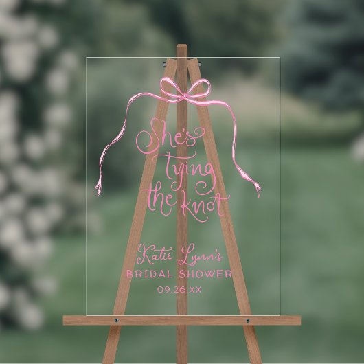 Eenvoudige Roze Strik Trouwen Bruidsfeest Acryl Bord