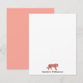 Eenvoudige roze tijger - Aangepaste schrijfmachine Notitiekaartje (Voorkant / Achterkant)