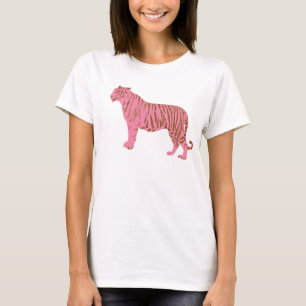 Eenvoudige roze tijger kunst t-shirt