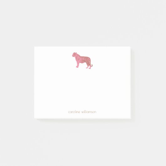 Eenvoudige roze tijgerkunst, speciaal ontworpen om post-it® notes (Voorkant)