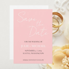 Eenvoudige Roze Trouwstijl Save The Date
