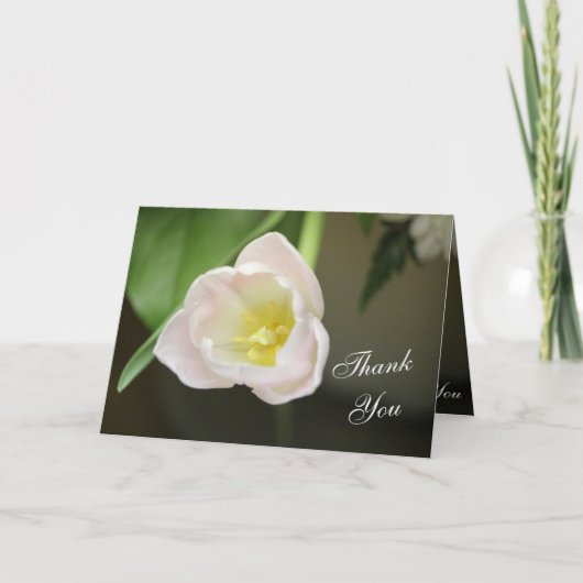 Eenvoudige Roze Tulp Dank u Opmerking Kaart (Voorkant)