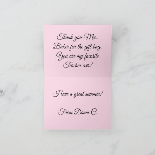 Eenvoudige Roze Tulp Schattige & Custom Bedankkaart (Binnen)