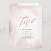 Eenvoudige roze tweede meisjesfeest kaart (Voorkant / Achterkant)