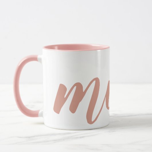 Eenvoudige roze Typografie Mam Two-tone Mok (Links)