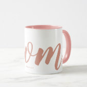 Eenvoudige roze Typografie Mam Two-tone Mok (Voorkant rechts)