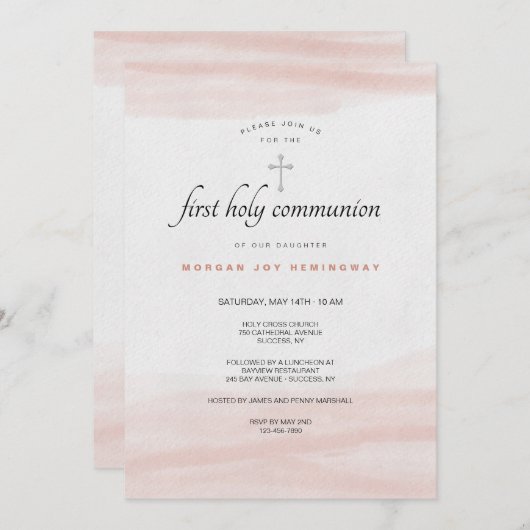 Eenvoudige Roze Uitnodiging (Voorkant / Achterkant)