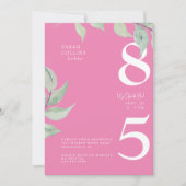 Eenvoudige roze uitnodiging van de 85e verjaardag  (Voorkant)