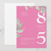 Eenvoudige roze uitnodiging van de 85e verjaardag  (Voorkant / Achterkant)