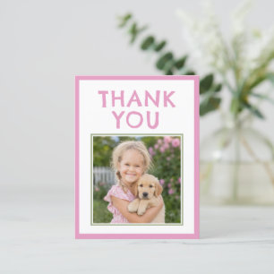 Eenvoudige Roze Verjaardag Bedankt Kinderen Foto Briefkaart
