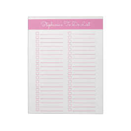 Eenvoudige Roze Verticale 8.5x11 Tweecoloms Checkl Notitieblok