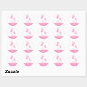 Eenvoudige roze vlinder dank u ronde sticker (Vel)