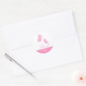 Eenvoudige roze vlinder dank u ronde sticker (Envelop)