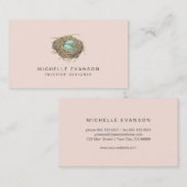 Eenvoudige Roze Vogel Nest Elegant Professional Visitekaartje (Voorkant / Achterkant)