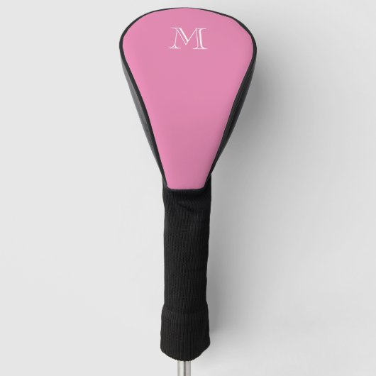 Eenvoudige roze vrouwen Initiaal monogram aangepas Golfheadcover (Voorkant)