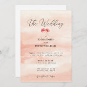Eenvoudige roze watercorol bruiloft uitnodiging (Voorkant / Achterkant)