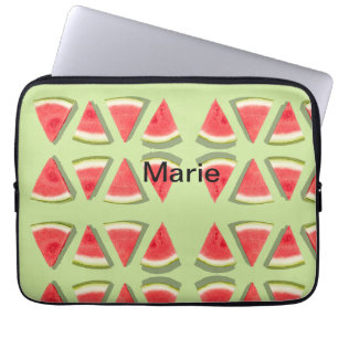 Eenvoudige roze watermeloen voeg naam toe minimale laptop sleeve