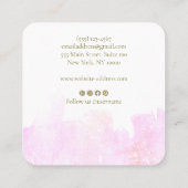 Eenvoudige roze Waterverf Beauty Square Vierkante Visitekaartje (Achterkant)