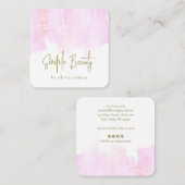 Eenvoudige roze Waterverf Beauty Square Vierkante Visitekaartje (Voorkant / Achterkant)