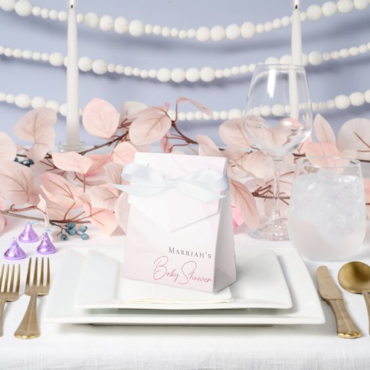 Eenvoudige Roze Waterverf Bow Baby shower Favoriet Bedankdoosjes (Huwelijk)