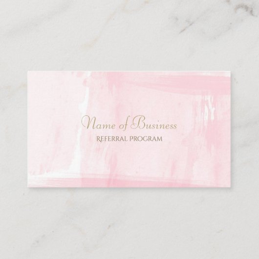 Eenvoudige Roze Waterverf Elegante Gouden Tekst Ve Aanbevelingskaartje (Achterkant)