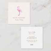 Eenvoudige Roze Waterverf Flamingo Vierkante Visitekaartje (Voorkant / Achterkant)