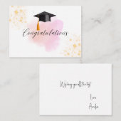 Eenvoudige, roze waterverf gouden glans notitiekaartje (Voorkant / Achterkant)