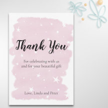 Eenvoudige roze Waterverf met sterren Hartelijk da