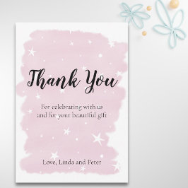 Eenvoudige roze Waterverf met sterren Hartelijk da Bedankkaart