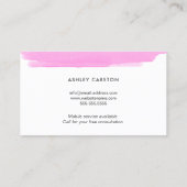 Eenvoudige roze Waterverf penseelstreek Visitekaartje (Achterkant)