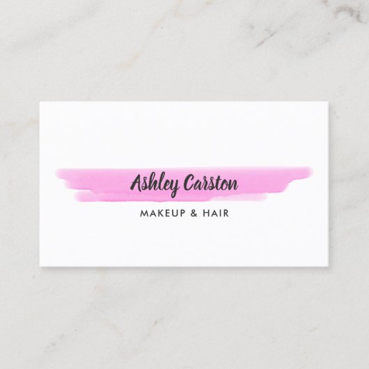 Eenvoudige roze Waterverf penseelstreek Visitekaartje (Voorkant)
